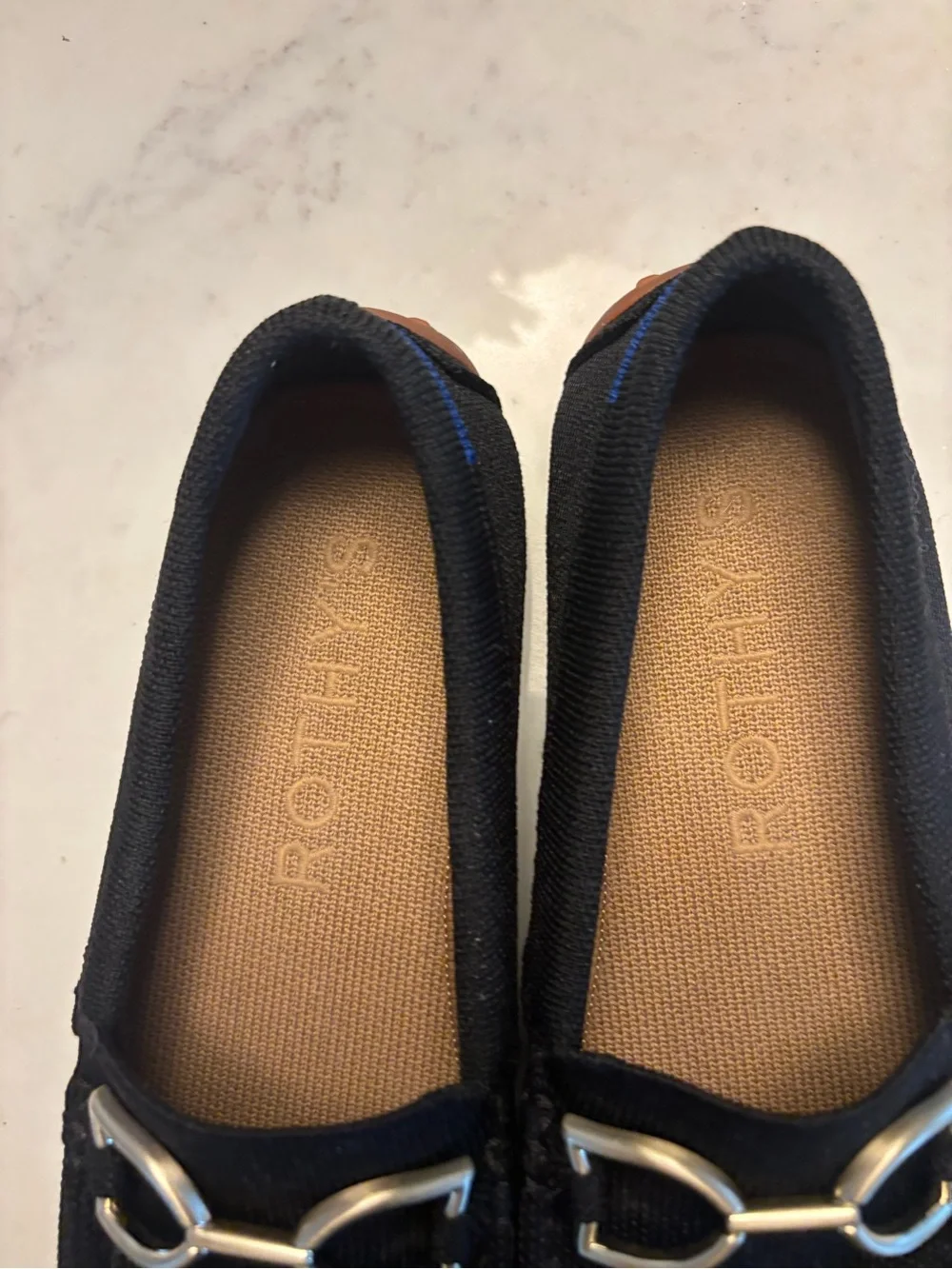 Rothy's Black Loafers with Silver Horsebit